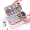 Multifunctional Shiny Rose Gold PU Double Layer Cosmetic Bag
