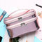 Multifunctional Shiny Rose Gold PU Double Layer Cosmetic Bag