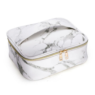 Marble PU Leather Women'S Travel Cosmetic Bag Organizer