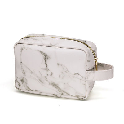 Marble PU Leather Women'S Travel Cosmetic Bag Organizer