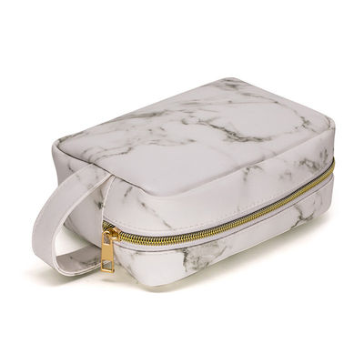 Marble PU Leather Women'S Travel Cosmetic Bag Organizer