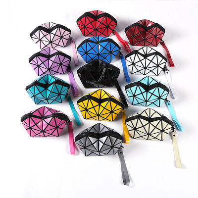 Break Resistant Geometric Diamond Lattice PU Clutch Makeup Bag