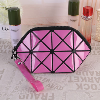 Break Resistant Geometric Diamond Lattice PU Clutch Makeup Bag