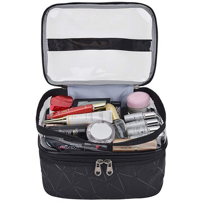 Roomy Double Layer Travel PU Makeup Case For Girls