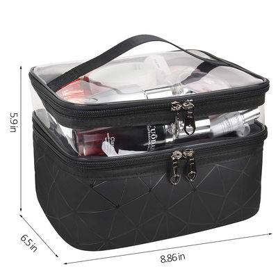 Roomy Double Layer Travel PU Makeup Case For Girls