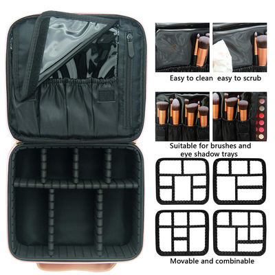 Shake Proof PU Leather Makeup Storage Bag With Eva Dividers