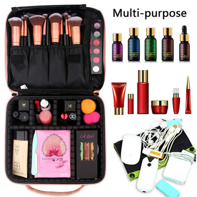 Shake Proof PU Leather Makeup Storage Bag With Eva Dividers