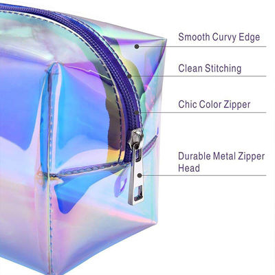 Women F Color Holographic PVC Cosmetic Travel Bag