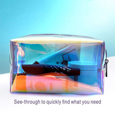 Women F Color Holographic PVC Cosmetic Travel Bag