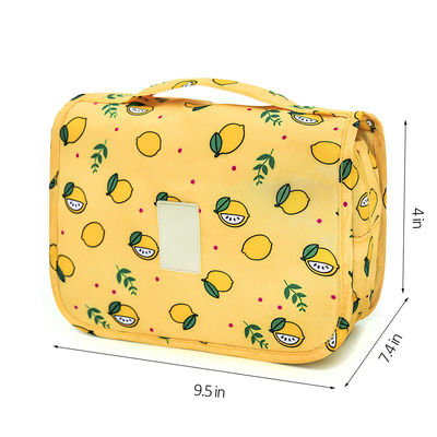 Roomy Zippered Lemon Oxford Ladies Hanging Wash Bag