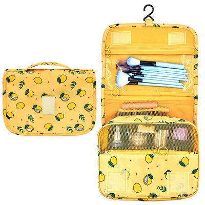 Roomy Zippered Lemon Oxford Ladies Hanging Wash Bag