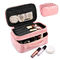 Double Layer Travel PU Leather Makeup Brush Holder Bag