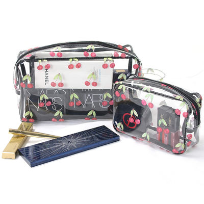 Cherry Print Travel PVC Cosmetic Toiletry Bag For Women