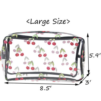 Cherry Print Travel PVC Cosmetic Toiletry Bag For Women