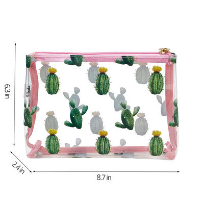 See Through Cactus Print PVC Travel Packing Bag