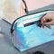 Portable Zippered PU Leather Holographic Cosmetic Bag