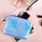 Portable Zippered PU Leather Holographic Cosmetic Bag