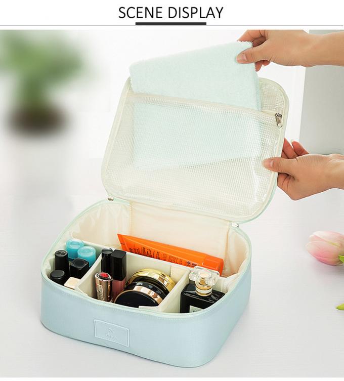Waterproof Large Polyester Dividers Cosmetics Makeup Bag 7