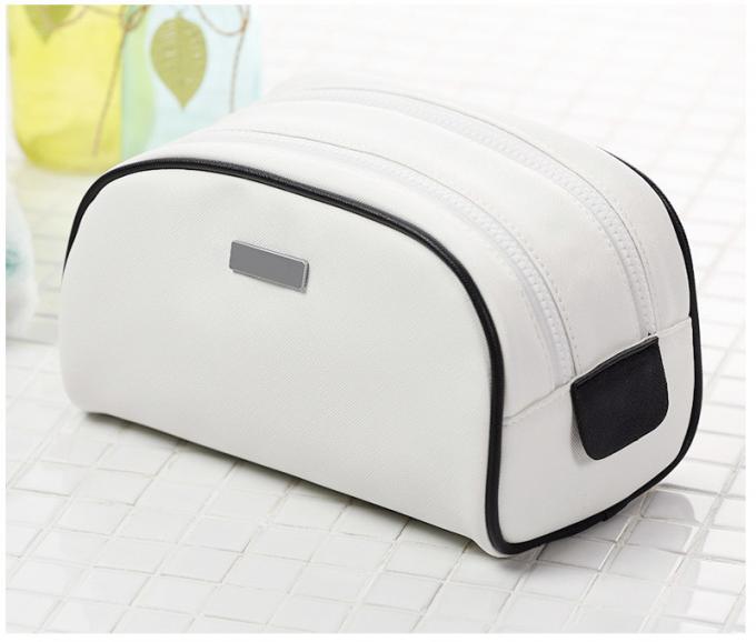 Logo Waterproof PU Leather Double Zipper Makeup Bag 6