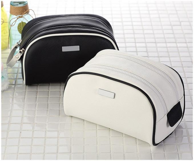 Logo Waterproof PU Leather Double Zipper Makeup Bag 8