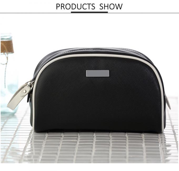 Logo Waterproof PU Leather Double Zipper Makeup Bag 0