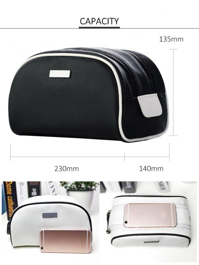 Logo Waterproof PU Leather Double Zipper Makeup Bag 2