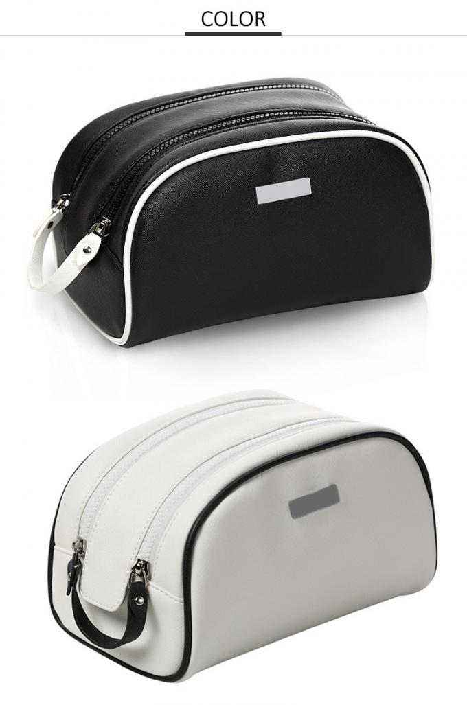 Logo Waterproof PU Leather Double Zipper Makeup Bag 1