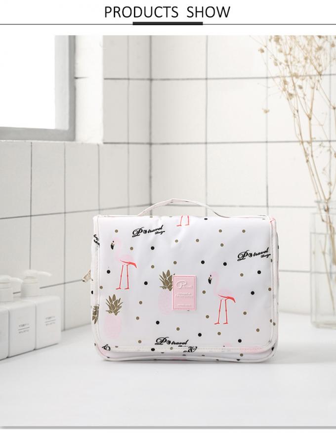 Flamingo Printed Portable Hanging Travel Makeup Bag 0