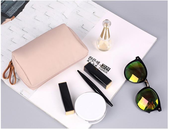 Wholesale Custom Pure Color Blank Polyester Pink Cosmetic Bag 5