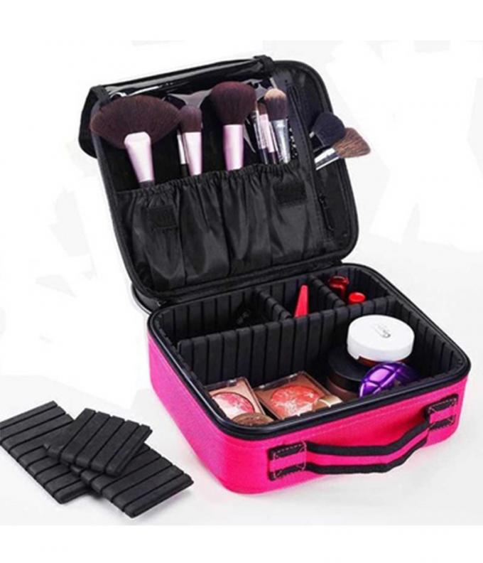 Lady Professional Cosmetic Organizer Mesh Leather Beauty Travel Cosmetic Case 7