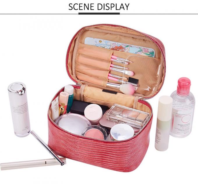 Custom Fashion Large Capacity Waterproof Women Tote Cosmetic Bag Double Zipper 9