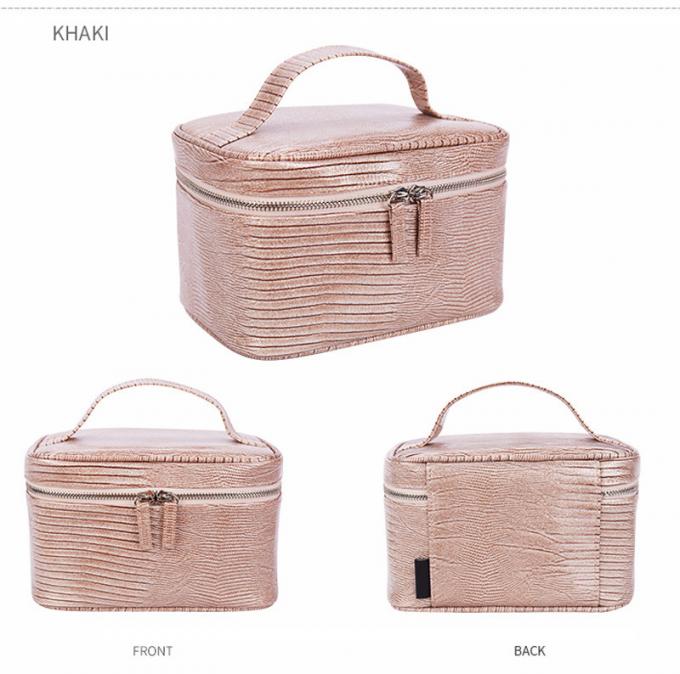 Custom Fashion Large Capacity Waterproof Women Tote Cosmetic Bag Double Zipper 7