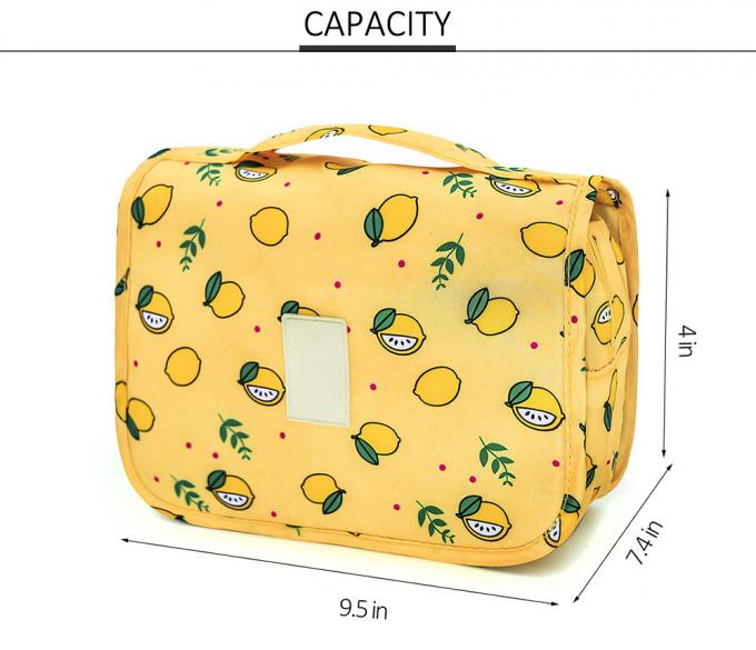 Roomy Zippered Lemon Oxford Ladies Hanging Wash Bag 1