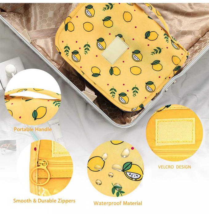 Roomy Zippered Lemon Oxford Ladies Hanging Wash Bag 3