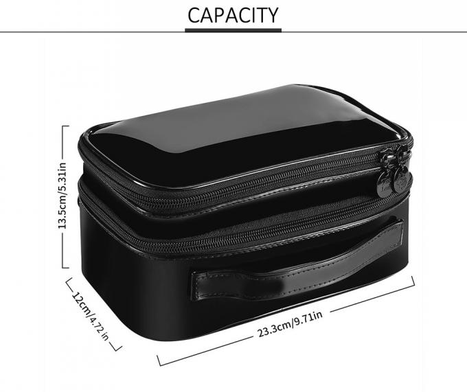 Multifunctional PU Leather Zippered Cosmetic Bag With Brush Compartment 1