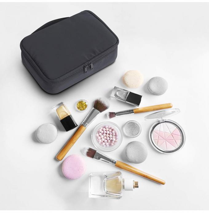 Double Zipper Polyester Cosmetic Toiletry Bag For Travel 4